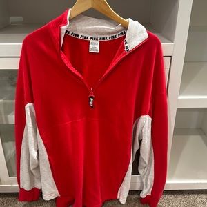 Pink sweatshirt! Size M! Red and white with silver wording. Great condition!